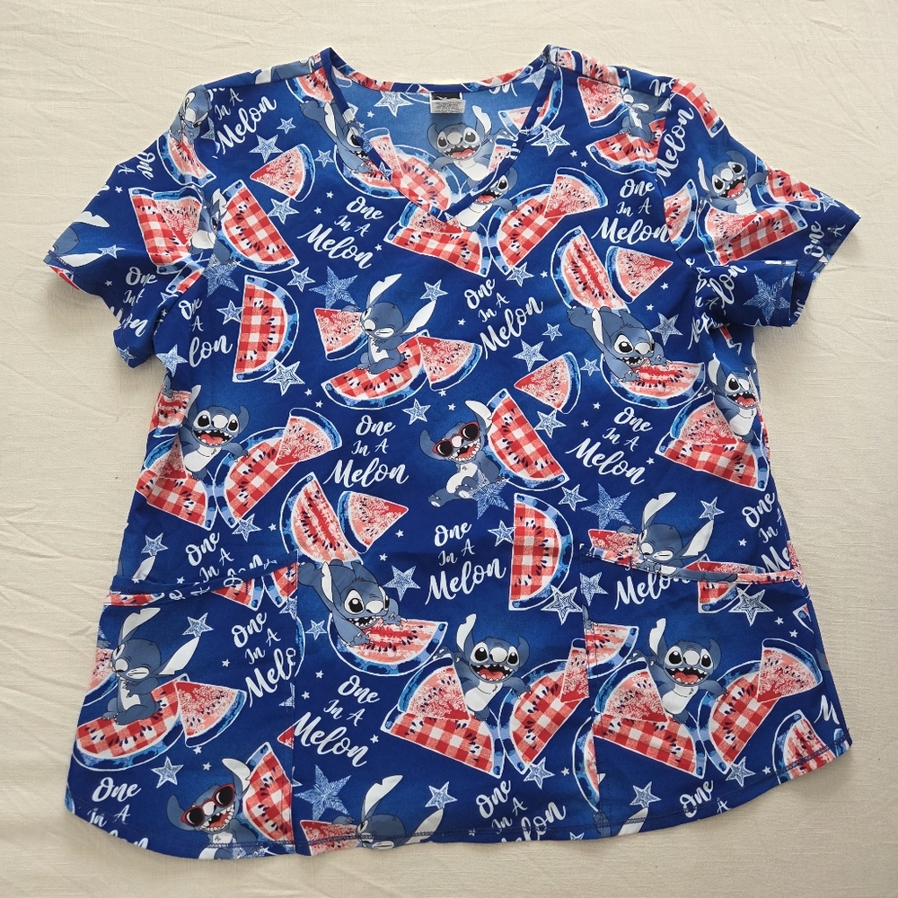 Disney Scrub Tops Bundle XL Little Mermaid Lilo & Stitch Shirts Womens Ariel - Picture 15 of 15